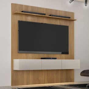 Estante Home Suspenso Frisado Para TV Até 70 Polegadas Curitiba Valdemóveis Cinamomo/Off White