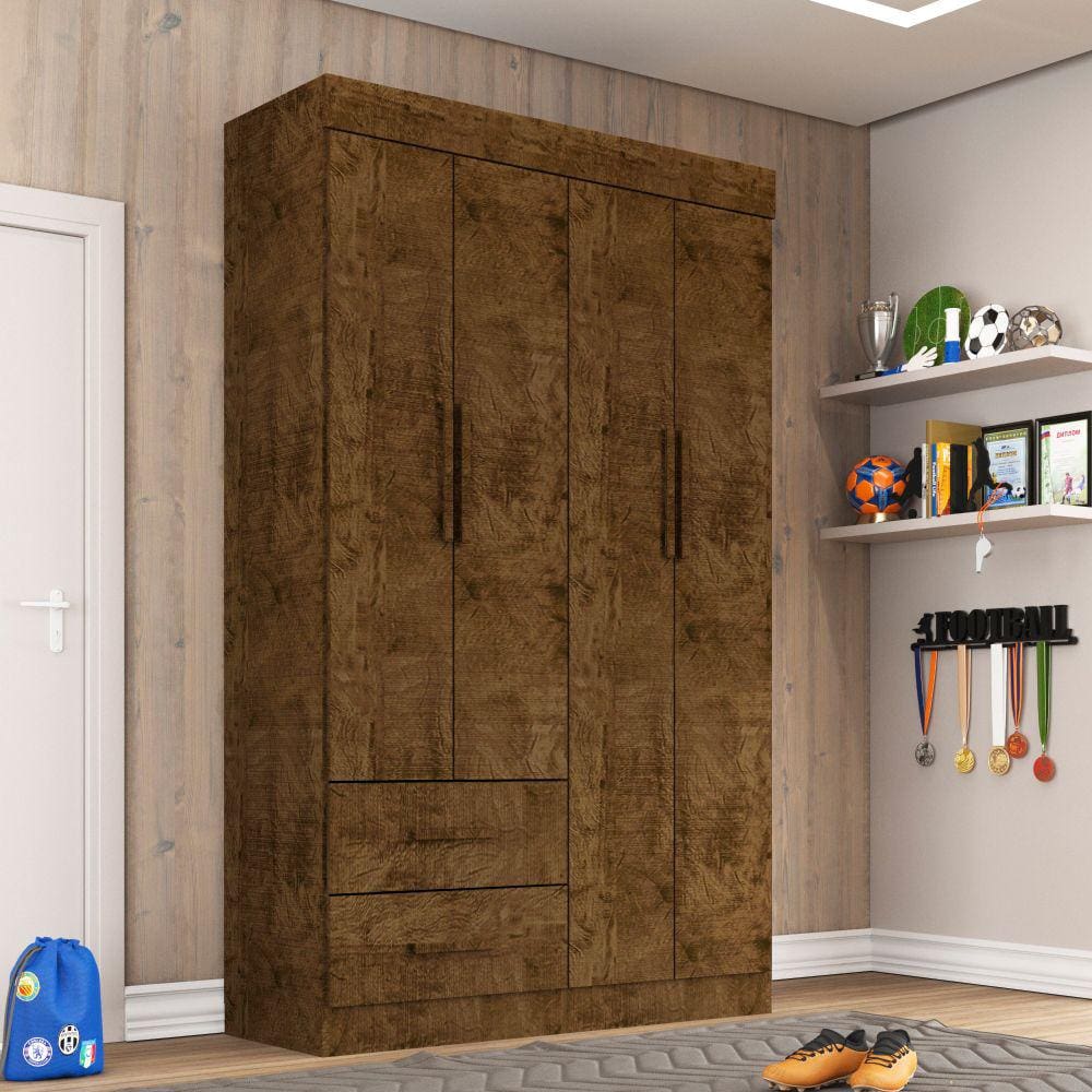 Guarda Roupa Solteiro 4 Portas 2 Gavetas New Verona Sallêto Móveis - Ipe