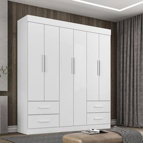 Guarda Roupa Casal 6 Portas 4 Gavetas New Verona Sallêto Móveis - Branco