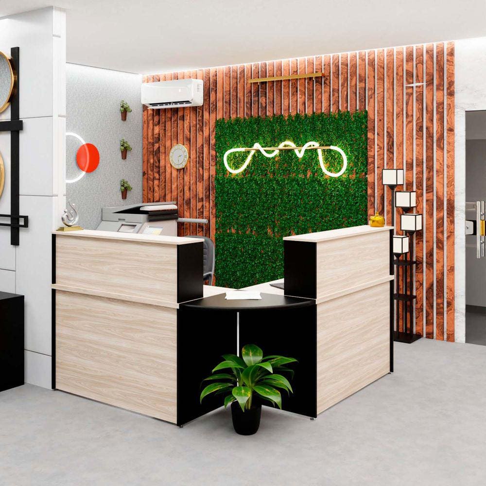 Balcão Atendimento De Canto Em L Recepção Consultório 120x60 NetMobil