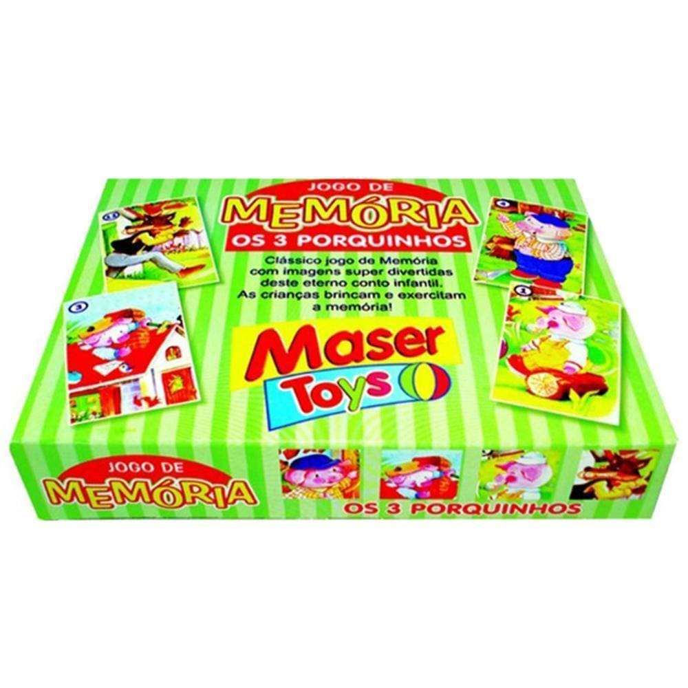 Jogo Memoria 3 Porquinhos Maser Toys Com 24 Cartas Na Caixa
