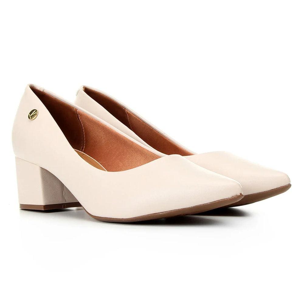 Scarpin Vizzano Bico Fino Salto Bloco - Off White