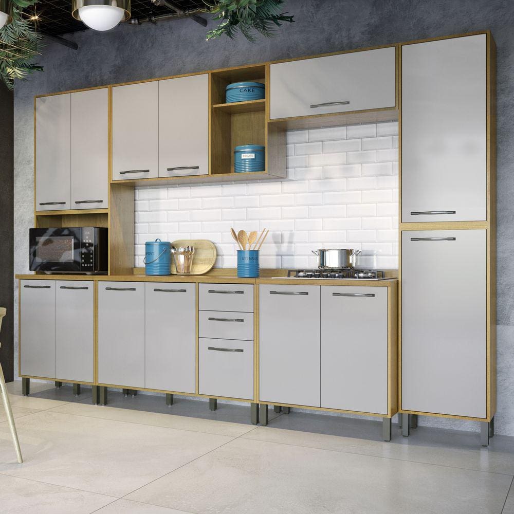 Cozinha Completa 6 Peças Áustria Valdemóveis Cinamomo/Off White