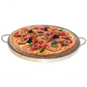 Forma De Pedra Sabão Para Pizza 37 Cm Alças Douradas Curada