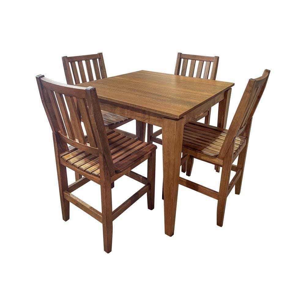 Conjunto De Mesa Madeira Maciça Itália Com 4 Cadeiras Sala Cozinha 90x90cm Malbec - Cor: Marrom