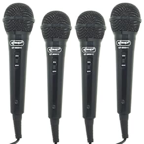 Kit 4 Microfones Dinâmico c/ Fio P10 P2 Cabo 2,8 Metros Karaokê e Caixa de Som Knup KP-M0011 Preto