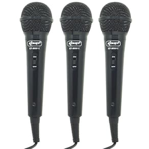 Kit 3 Microfones Dinâmico c/ Fio P10 P2 Cabo 2,8 Metros Karaokê e Caixa de Som Knup KP-M0011 Preto