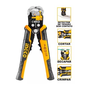 Alicate Automático Eletricista 4x1 Corta Desencapa Crimpa e Detecta Tensão