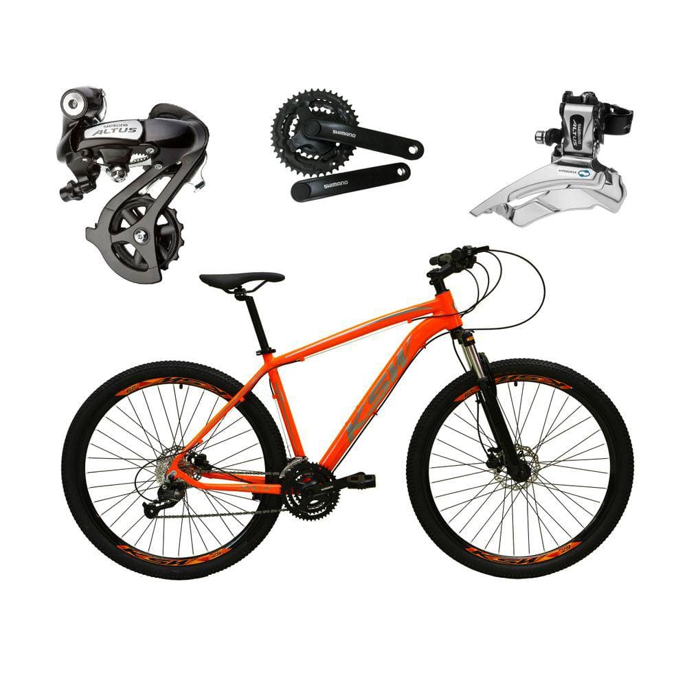 Bicicleta Aro 29 Ksw Xlt Câmbios Shimano Altus 24v K7 Alumínio Freios Hidráulicos Garfo Com Trava - Laranja