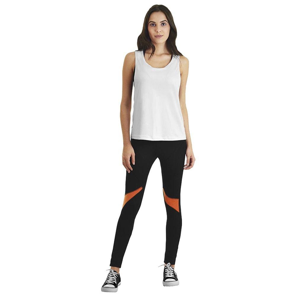 Calça Legging Fitness Detalhe Laranja em Power Suplex