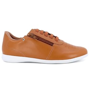 Tênis Usaflex Feminino Casual Zíper Couro Detalhe Brilho Ai3407