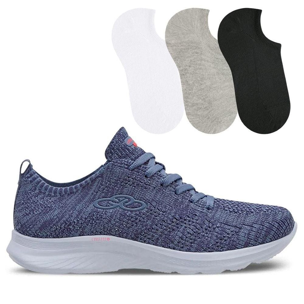 Tênis Olympikus Feminino Corrida 130G Ultraleve/749 + 3 Pares De Meias Color Sports
