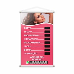 Banner Salão de Beleza Corte Escova Cabeleireiro 80x50cm