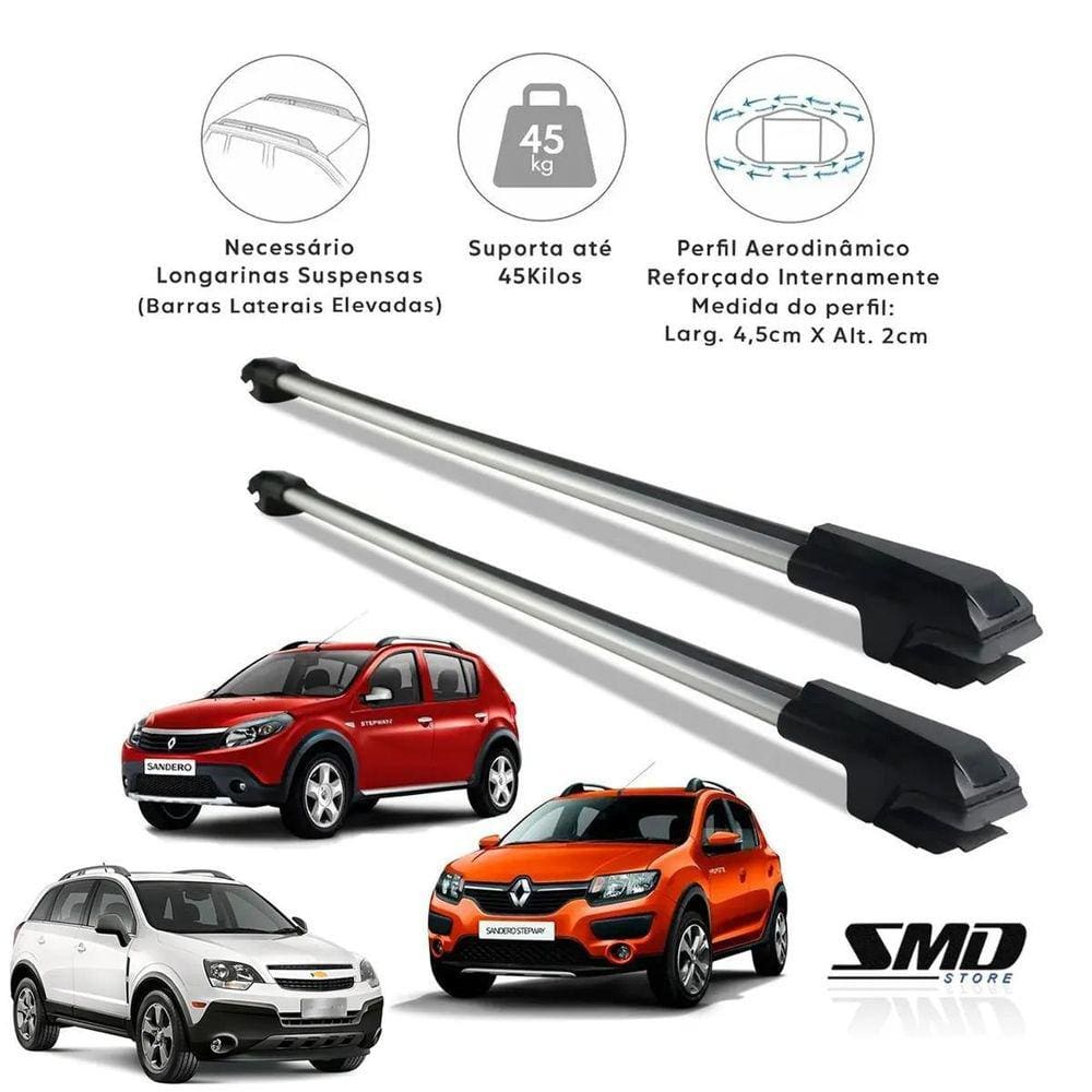 Rack Travessa Teto Prata Sandero Stepway E Gm Captiva Prata
