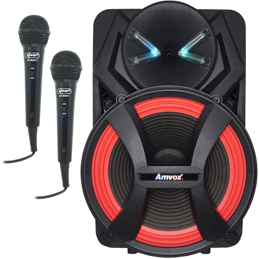 Caixa Som Amplificada Portátil Bluetooth 1100W Rms Usb Bateria Led Tws 2 Microfone ACA1100 Dezoitão