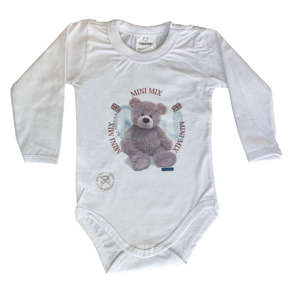 Body Manga Longa Mini Mix Urso Gbaby - G