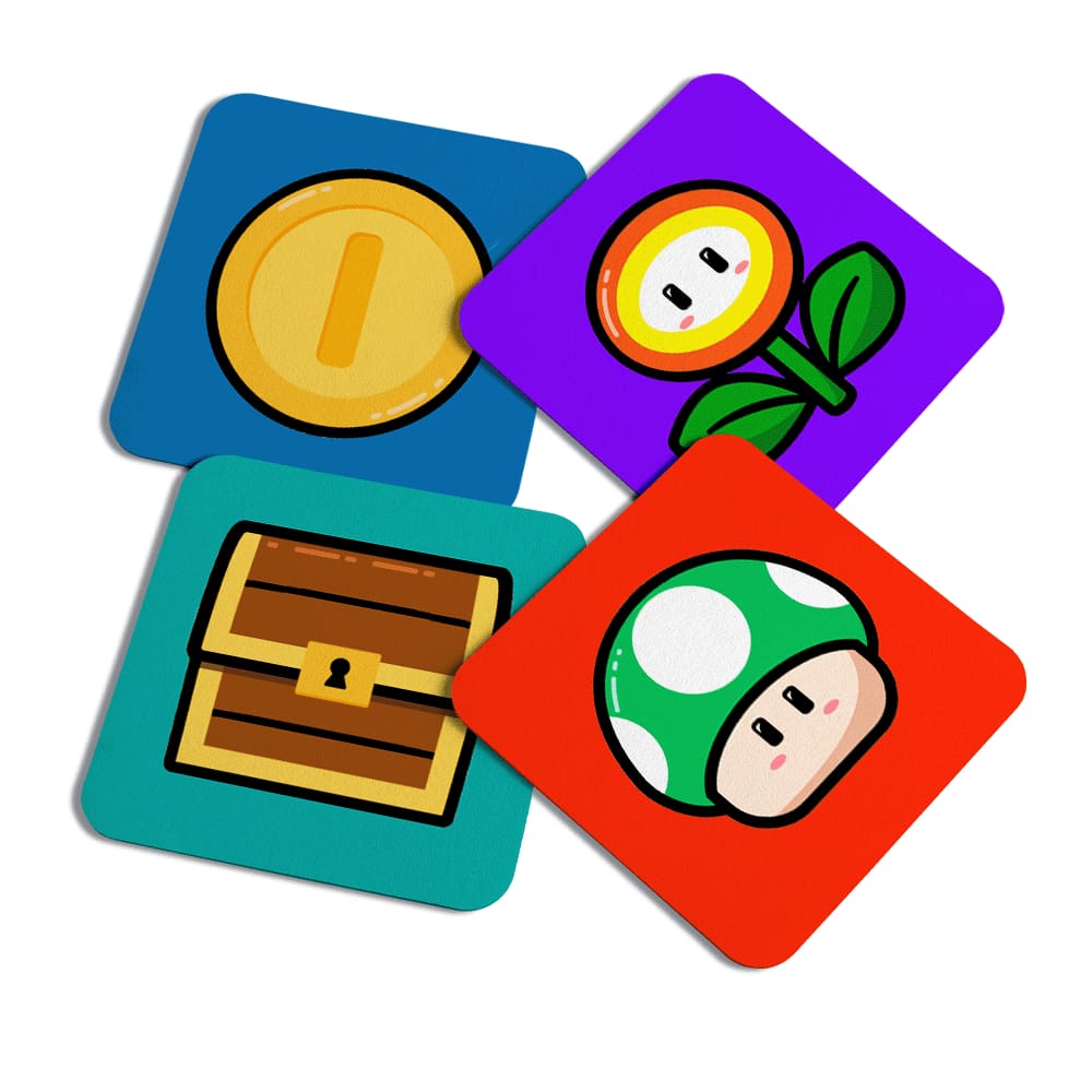 Porta copos Gamer - Icons Super Game World 2.0 - c/ 4 peças