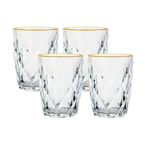 Jogo de Copos de Vidro Diamond Fio de Ouro 270ml 4 peças - Lyor