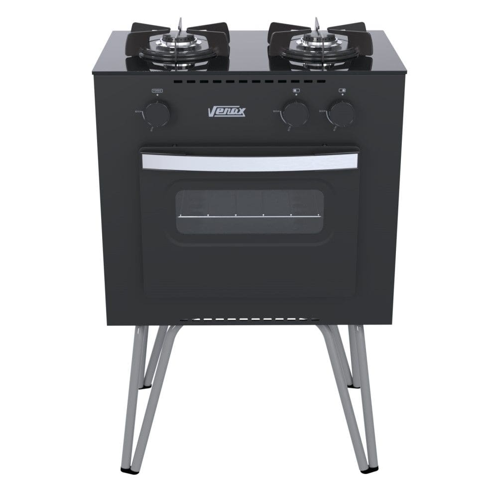 Fogão 2 Bocas Mini Cook Preto Fosco Gás GLP Venax