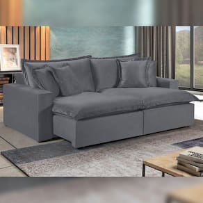 Sofá 4 Lugares Retrátil 280cm com Almofadas M145 Cinza
