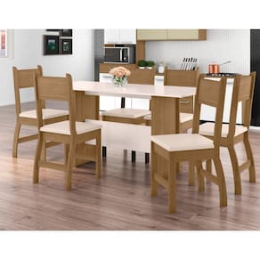 Conjunto Mesa de Jantar com 06 Cadeiras com Encosto em Tela Veronica e Mesa  San Marino Retangular 1.60 x 0.90 Seiva