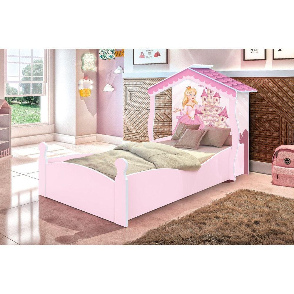 Cama Casa Infantil Princesa Branco/Rosa
