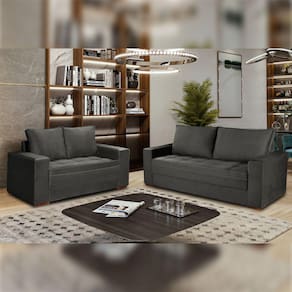Conjunto Sofá 2 e 3 Lugares Urban Suede/Cinza