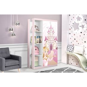 Guarda Roupa Infantil 2 Portas Princesa Lara Branco/Rosa