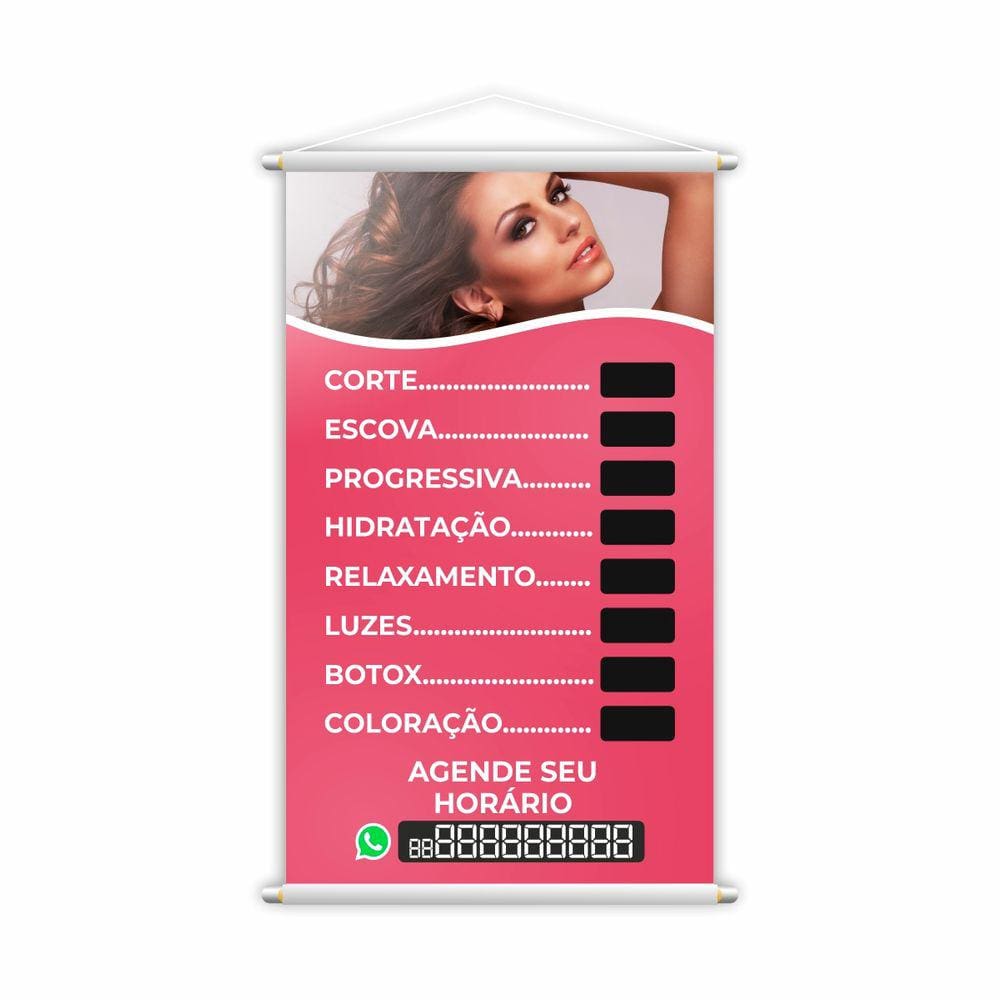 Banner Salão de Beleza Corte Escova Cabeleireiro 60x40cm