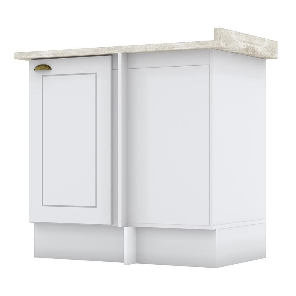 Balcão Canto Reto 1 Porta Americana Branco com Tampo Calcare - Móveis Henn