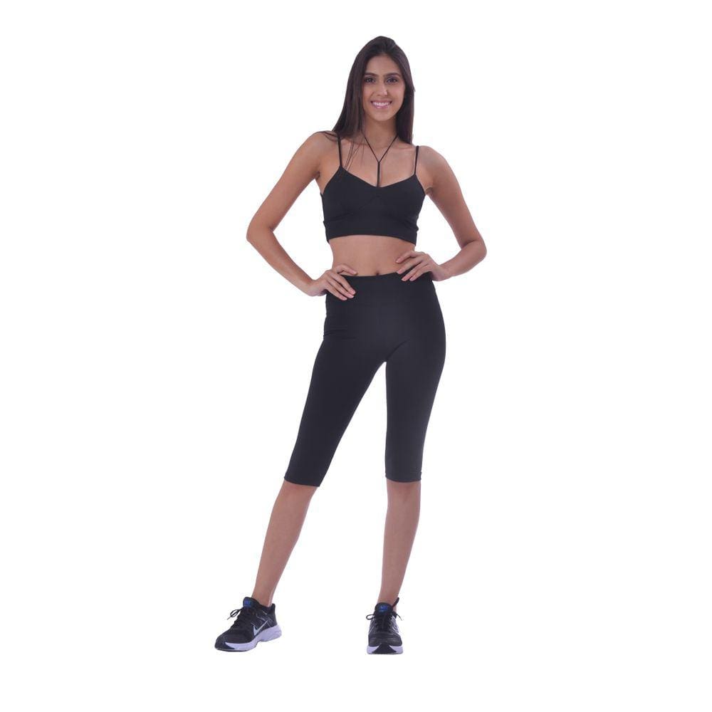 Calça Legging Corsário Fitness Power Suplex Preta