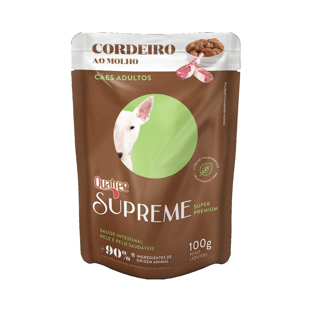 Ração Úmida Quatree para Cães Supreme Adulto Sabor Cordeiro Sachê 100gr