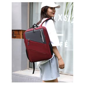 Mochila Executiva Universitária Notebook 17`` Moderna Com Entrada Usb 30L Impermeável Resistente E Bolso Secreto VERMELHO