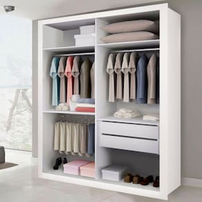 Closet Solteiro sem Portas 2 Gavetas Júlia Minastex- Branco