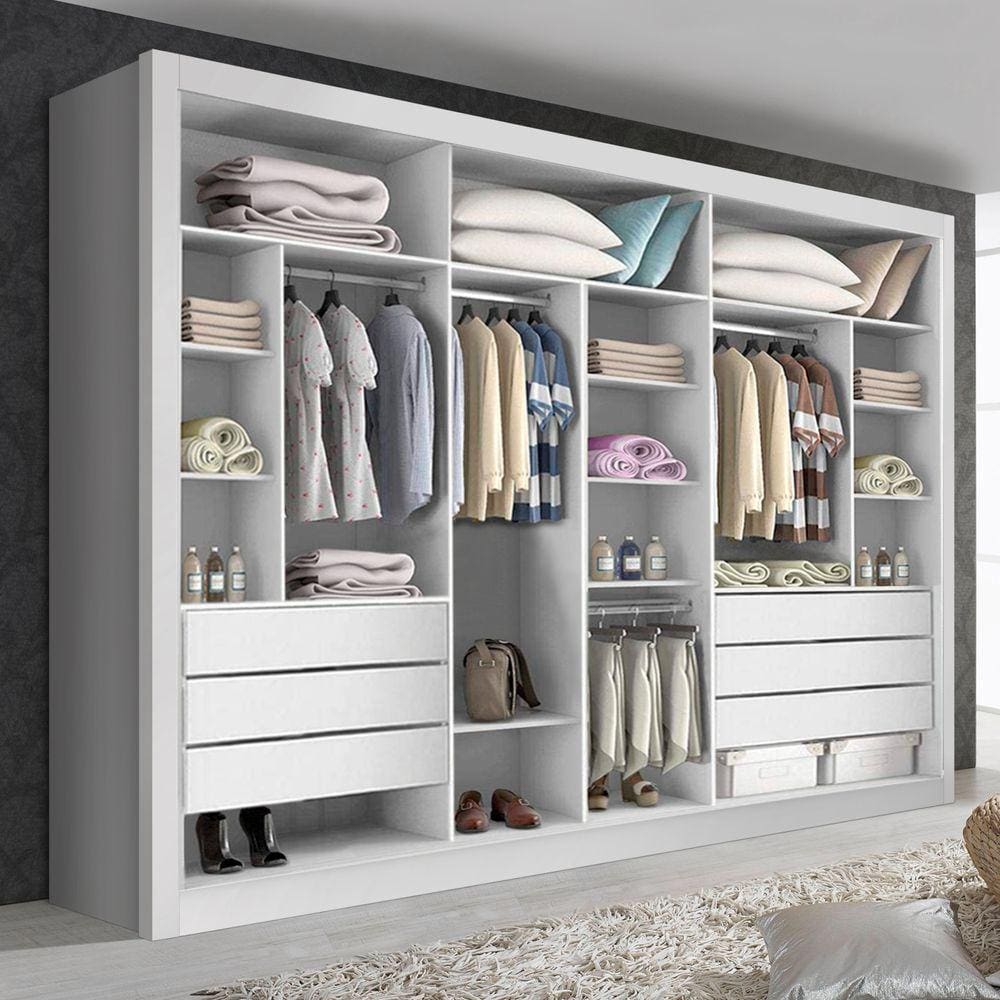 Closet Casal sem Portas 6 Gavetas Itália Minastex- Branco
