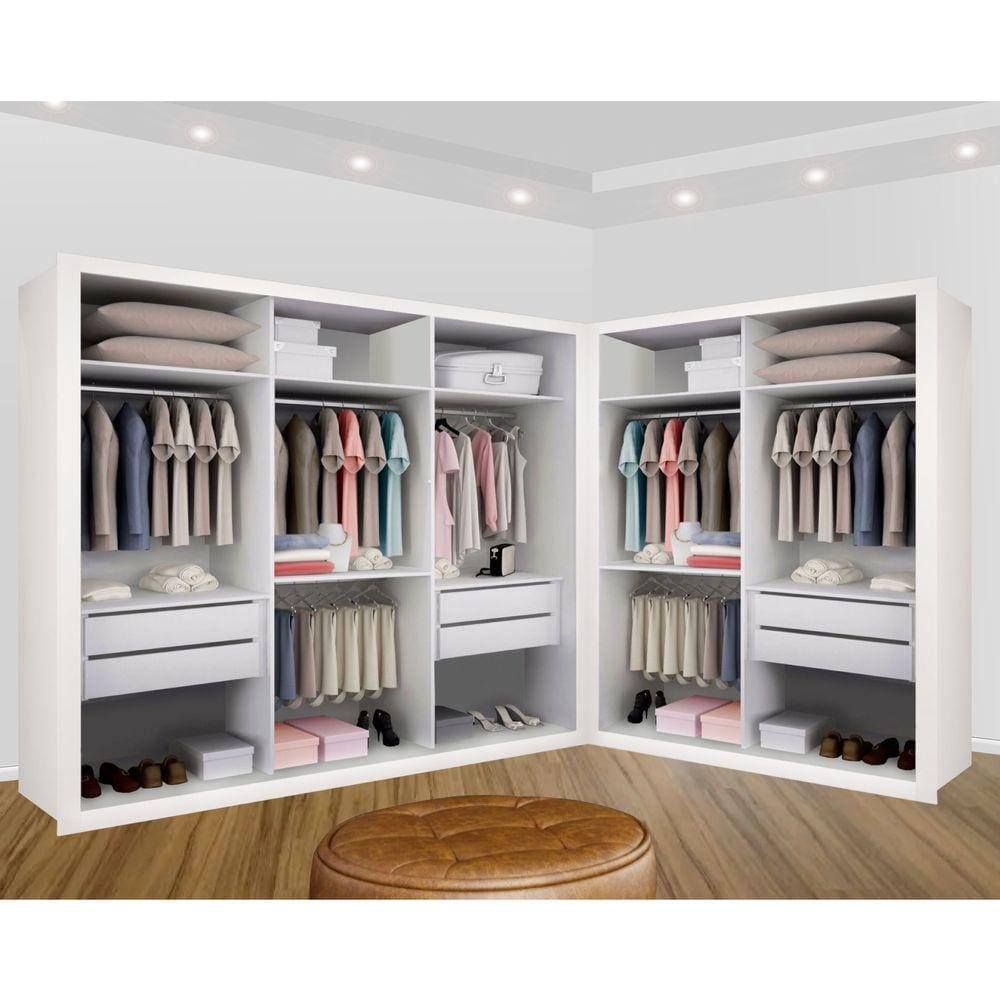 Closet Casal sem Portas 2 Módulos 6 Gavetas França Minastex - Branco