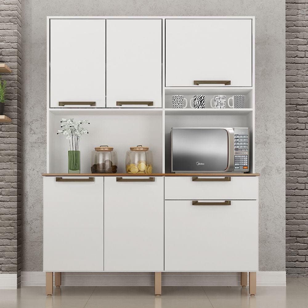 Armário de Cozinha 6 Portas 1 Gaveta Siena Sallêto Móveis - Branco