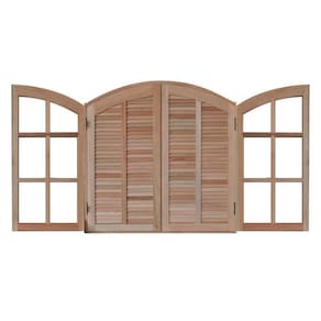Janela de Madeira Abrir 120x140cm 4 Folhas em Arco Rodam Marroml