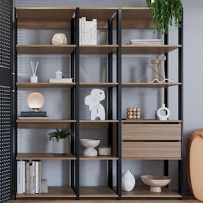 Guarda Roupa Closet 3 Peças com 2 Gavetas e 14 Nichos Easy Prodecor Preto/Montana