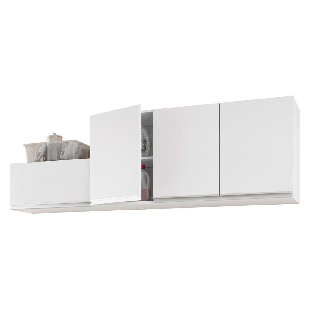 Kit Área de Serviço e Lavanderia com 02 Armários Aéreo 120cm e 60cm 100% MDF Branco - Desk Design