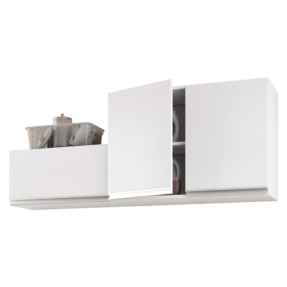 Kit Área de Serviço e Lavanderia com 02 Armários Aéreo 80cm e 60cm 100% MDF Branco - Desk Design