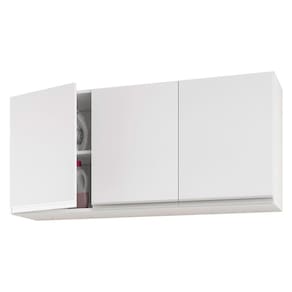 Armário de Parede Área de Serviço e Lavanderia 120cm com 03 Portas 100% MDF Branco - Desk Design