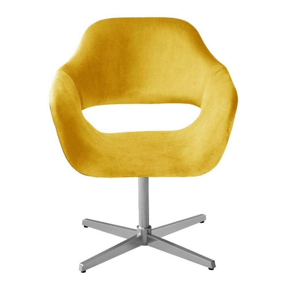 Poltrona Zara Cadeira Giratória Pé Metal Decoração Sala Escritório