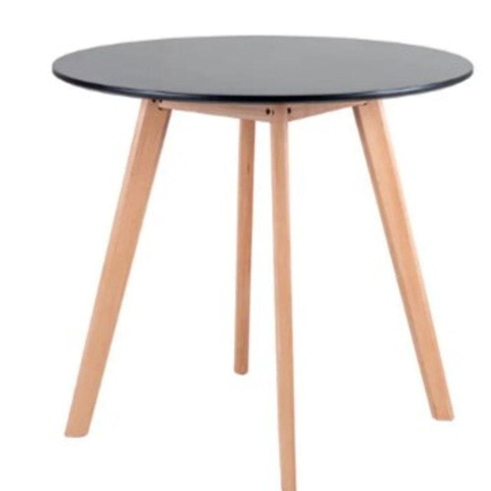 Mesa De Jantar Redonda Leda 80 Cm Preta