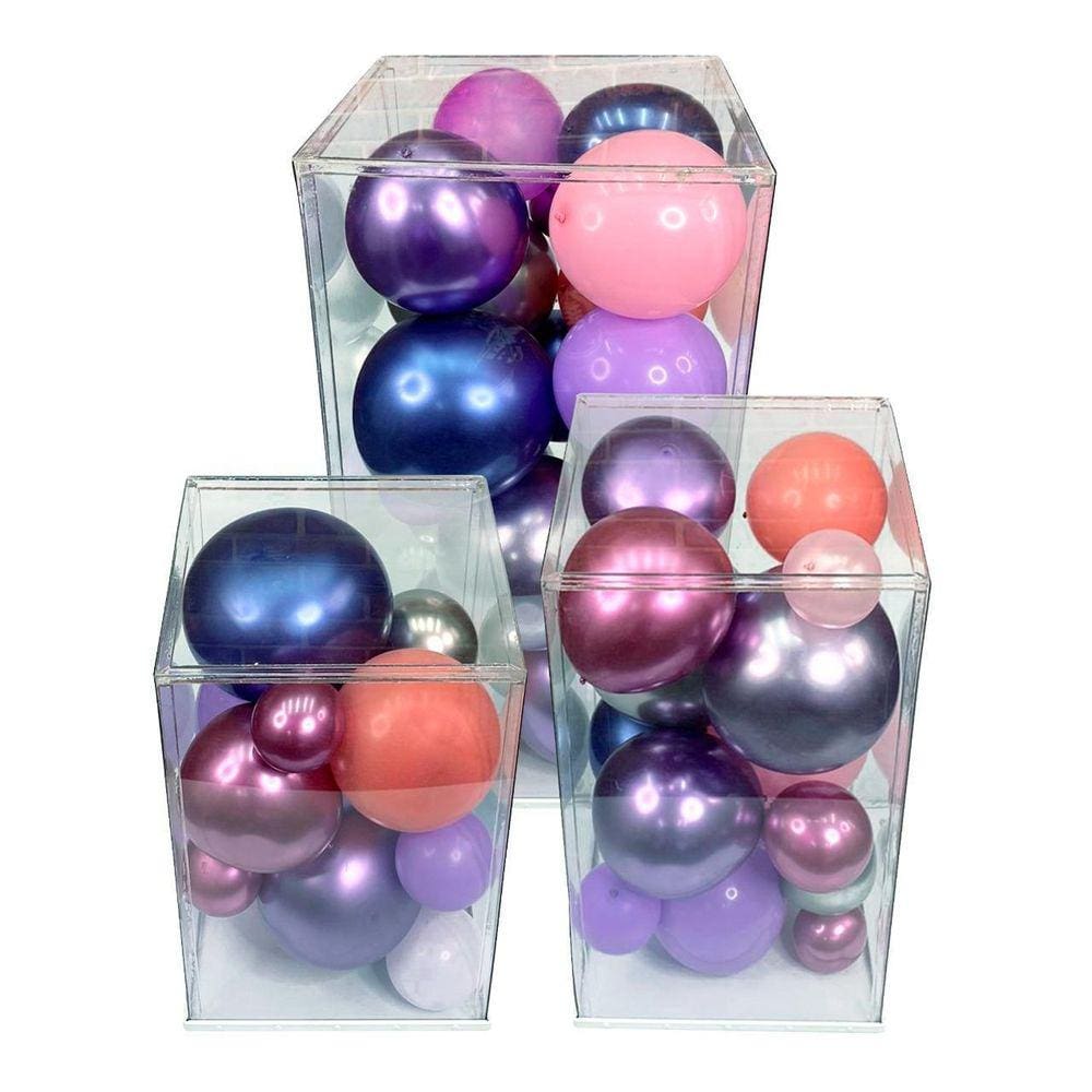 Trio De Cubos Transparentes Para Festa