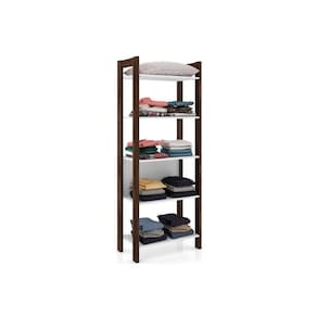 Closet De Quarto Az1005 Armário C/ 5 Prateleiras Branco/nogal - Tecno Mobili