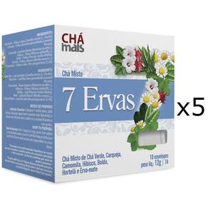 Chá 7 Ervas Kit com 5 Caixas de 10 Sachês cada