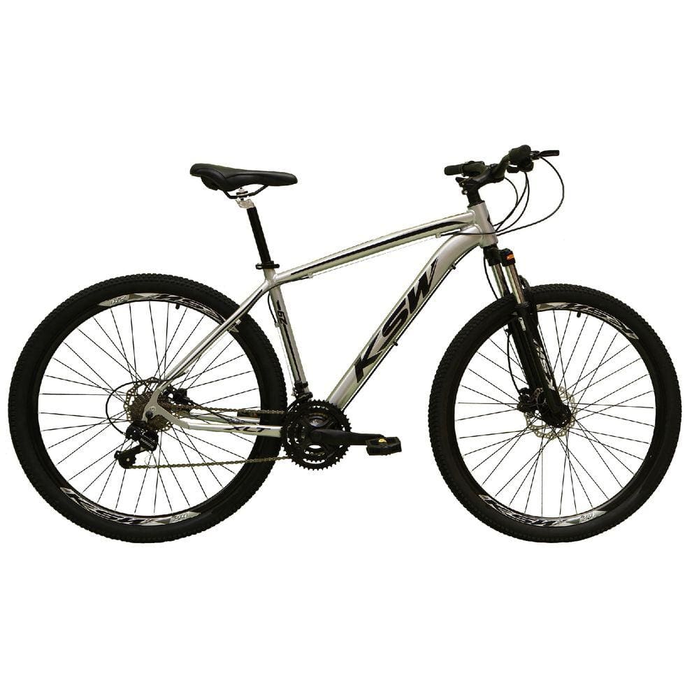 Bicicleta Aro 29 Ksw Xlt Alumínio 24v Câmbios Shimano Garfo com Trava no Ombro - Prata\\Preto