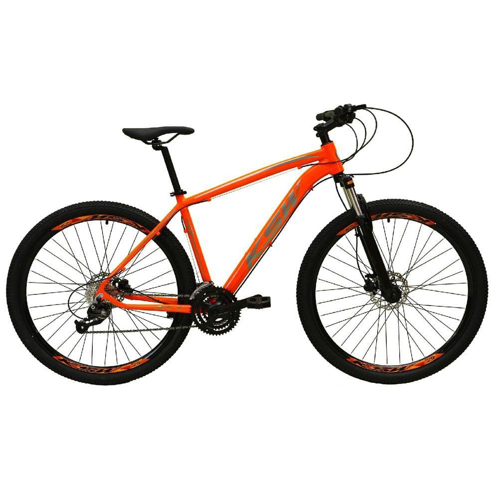 Bicicleta Aro 29 Ksw Xlt Alumínio 24v Câmbios Shimano Garfo com Trava no Ombro - Laranja