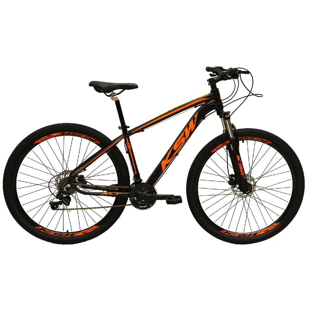 Bicicleta Aro 29 Ksw Xlt Alumínio 24v Câmbios Shimano Garfo com Trava no Ombro - Preto\\Laranja
